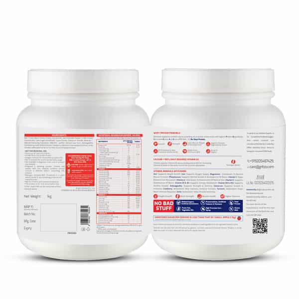 Gritzo Supermilk Height+ ( 13+Y Girls) 13G Protein (Double Chocolate - 1Kg) | Zero Refined Sugar