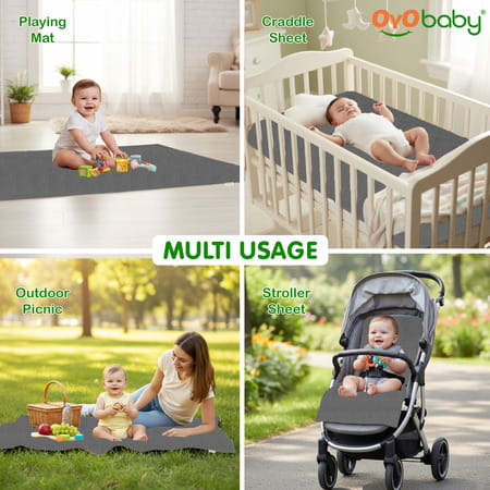 Oyo Baby Waterproof Bed Protector Baby Dry Sheet Small Grey (50 Cm X 70 Cm)