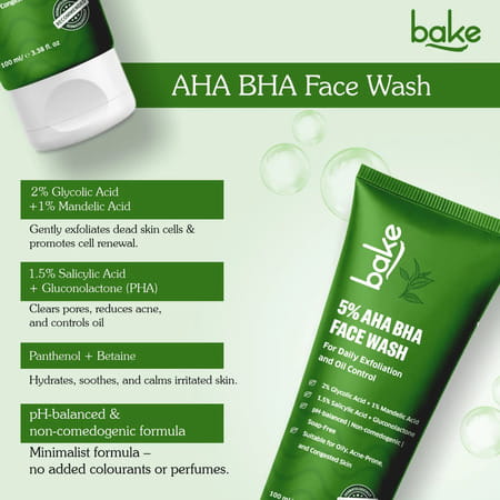 Bake 5% Aha Bha Face Wash For Acne | Pores & Oil Control (100Ml)