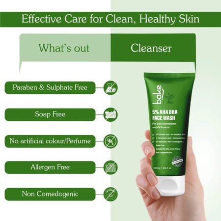 Bake 5% Aha Bha Face Wash For Acne | Pores & Oil Control (100Ml)