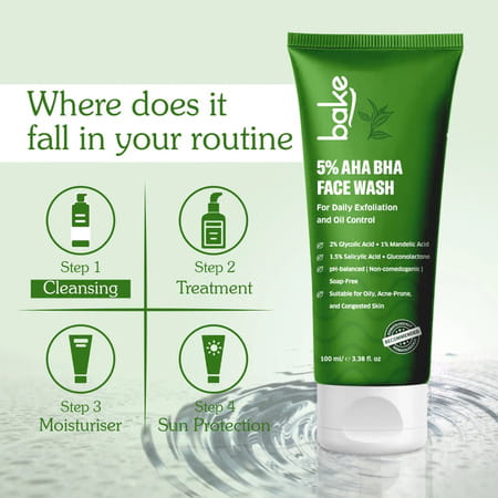 Bake 5% Aha Bha Face Wash For Acne | Pores & Oil Control (100Ml)
