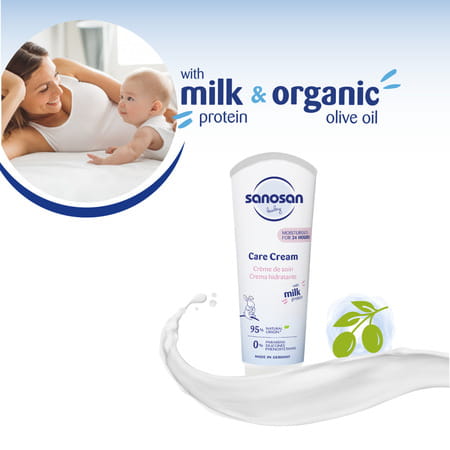Sanosan Milk Protein Formula Daily Full Body & Face Moisturizing Milky Cream | Newborn Baby - 100 G