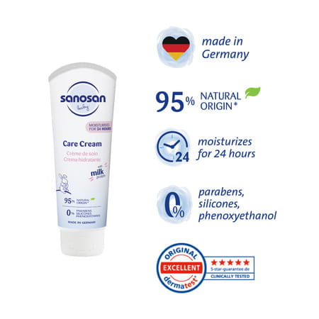 Sanosan Milk Protein Formula Daily Full Body & Face Moisturizing Milky Cream | Newborn Baby - 100 G