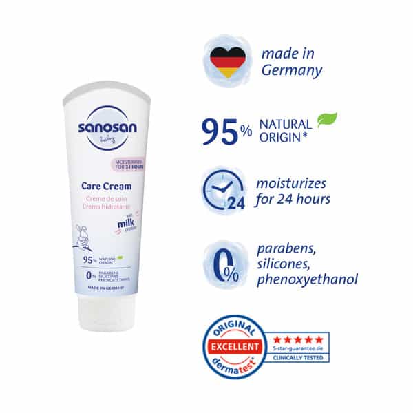 Sanosan Milk Protein Formula Daily Full Body & Face Moisturizing Milky Cream | Newborn Baby - 100 G