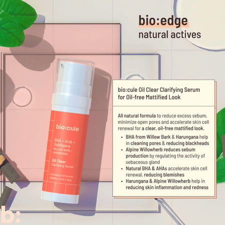 Biocule Oil Clear Clarifying Face Serum With Aha + Bha For Pore Tightening & Oil Control (30 Ml)