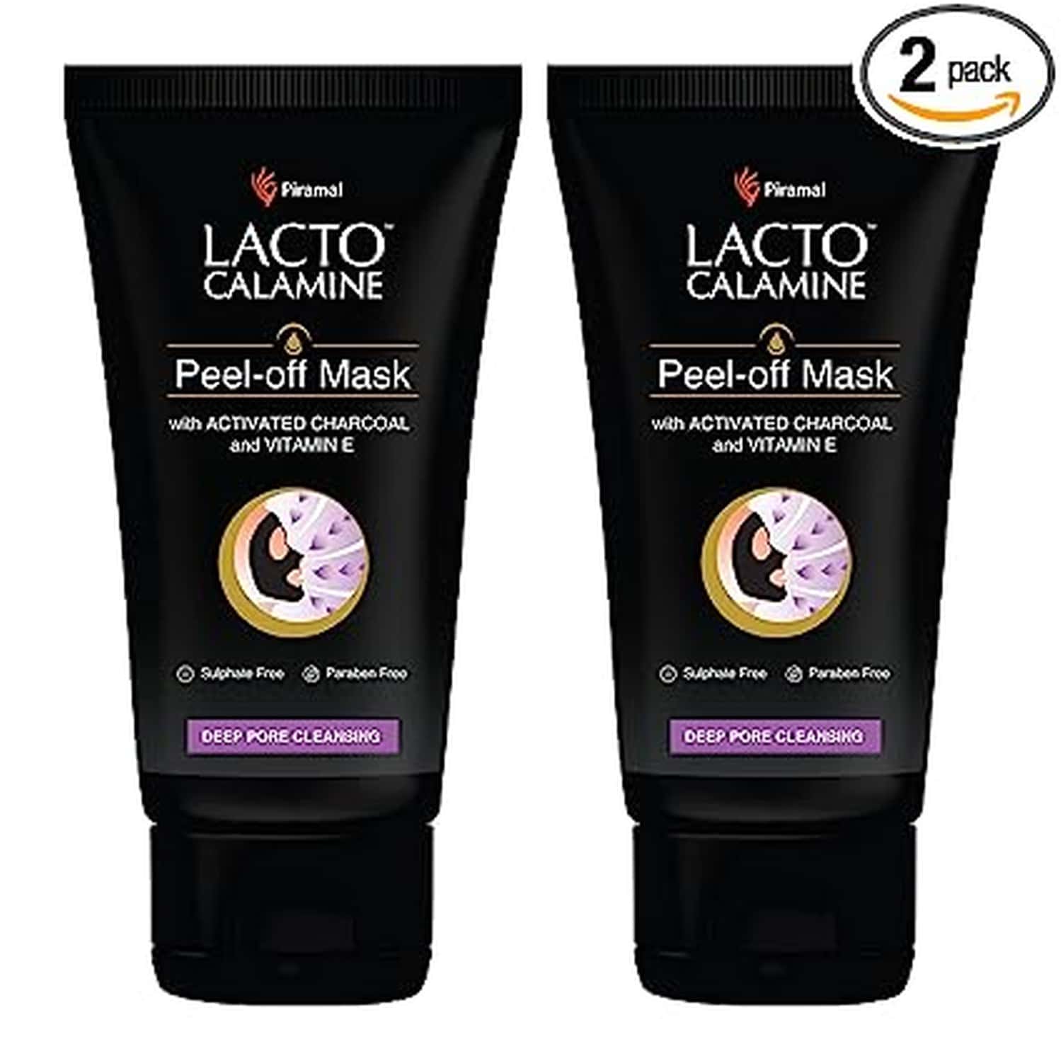 Lacto Calamine Face Peel Off Mask With Activated Charcoal And Vitamin E | 60 G | Pack Of 2