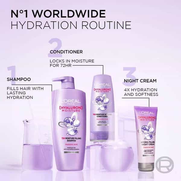 L'oreal Paris Hyaluron Moisture 72Hr Moisture Filling Shampoo With Hyaluronic Acid | 1Ltr