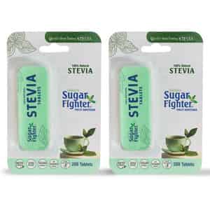 Sugar Fighter Stevia Tablets - No Calories Natural Stevia - 200 Tablets (Pack Of 2)