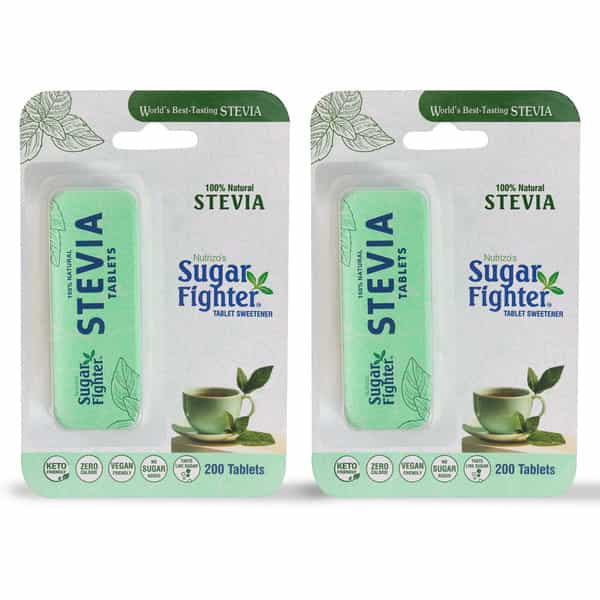 Sugar Fighter Stevia Tablets - No Calories Natural Stevia - 200 Tablets (Pack Of 2)
