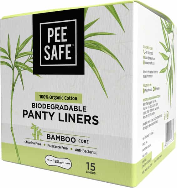 Pee Safe 100% Organic Cotton Biodegradable Panty Liners - Pack Of 15