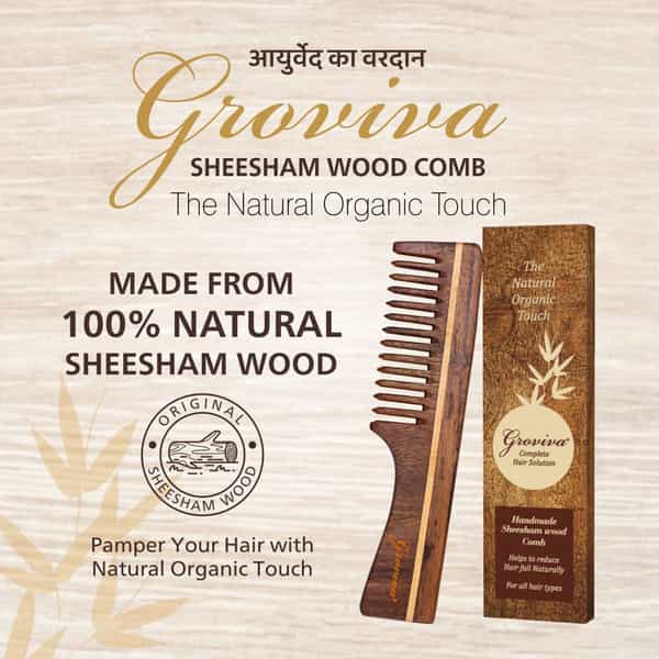 Groviva Sheesham Wood Comb 15 Fc | Hair Straightening | For Men (Pack Of 2)
