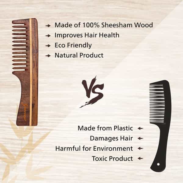 Groviva Sheesham Wood Comb 15 Fc | Hair Straightening | For Men (Pack Of 2)