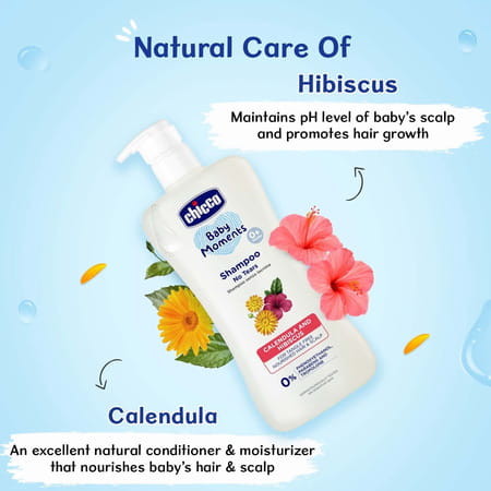 Chicco Baby Moments Calendula And Hibiscus No Tears Bottle Of 500ml Shampoo