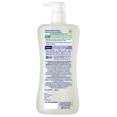 Chicco Baby Moments Calendula And Hibiscus No Tears Bottle Of 500ml Shampoo
