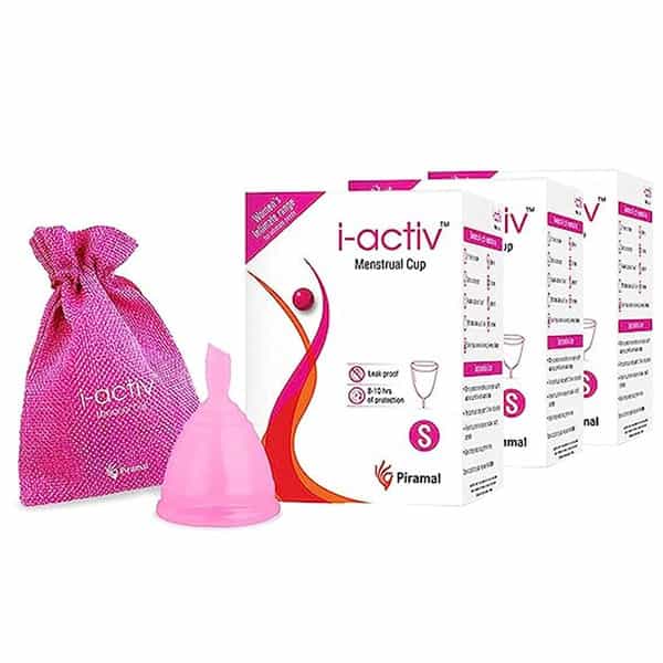 I-Activ Menstrual Cup With Jute Bag, Ultra Soft & Flexible | Protection For 8-10 Hrs, Small, 3 Pcs