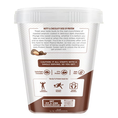 Muscleblaze Fit High Protein Peanut Butter | Crunchy (Dark Chocolate Spread | 1Kg) | 27G Protein
