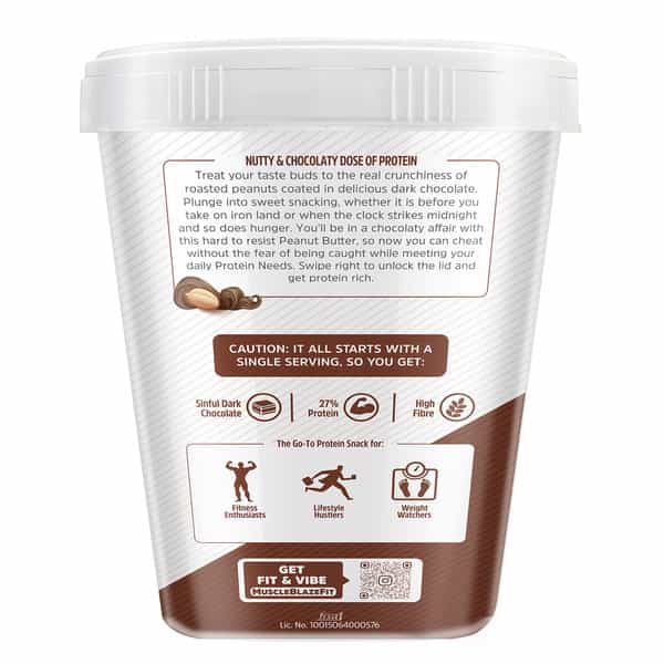 Muscleblaze Fit High Protein Peanut Butter | Crunchy (Dark Chocolate Spread | 1Kg) | 27G Protein