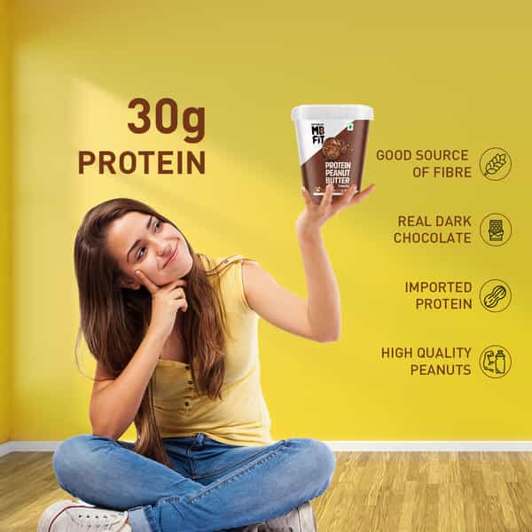 Muscleblaze Fit High Protein Peanut Butter | Crunchy (Dark Chocolate Spread | 1Kg) | 27G Protein