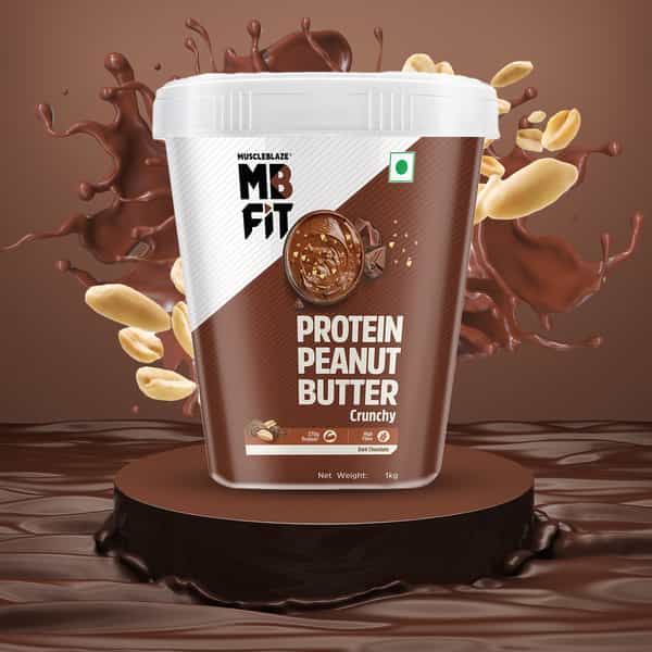 Muscleblaze Fit High Protein Peanut Butter | Crunchy (Dark Chocolate Spread | 1Kg) | 27G Protein