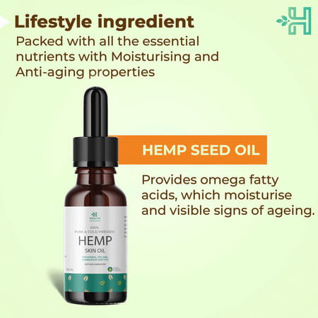 Health Horizons Cold Pressed Hemp Oil For Massage|Omega 6 & 3, Iron, Vitamin E & Amino Acids (100ml)