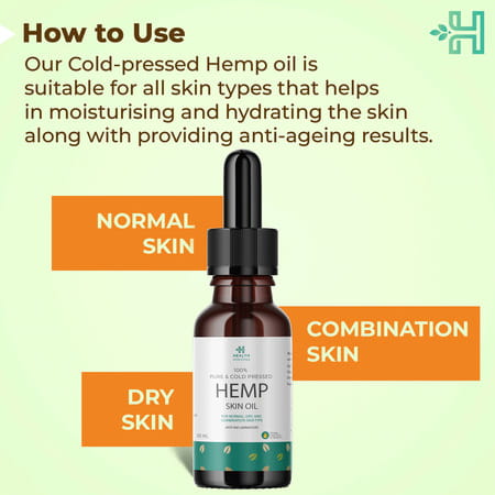 Health Horizons Cold Pressed Hemp Oil For Massage|Omega 6 & 3, Iron, Vitamin E & Amino Acids (100ml)