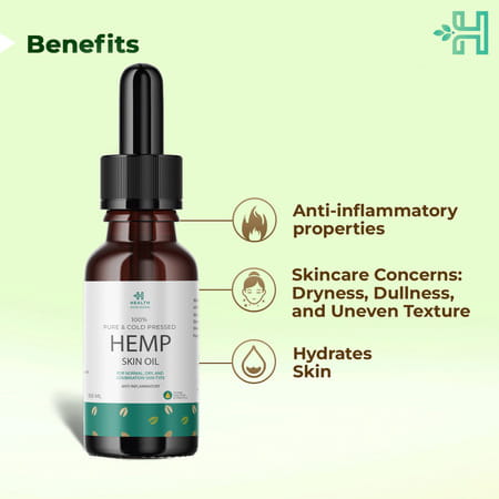 Health Horizons Cold Pressed Hemp Oil For Massage|Omega 6 & 3, Iron, Vitamin E & Amino Acids (100ml)