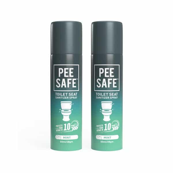 Pee Safe Toilet Seat Sanitizer Spray (50Ml - Pack Of 2) - Mint |Kills 99.9% Germs & Travel Friendly