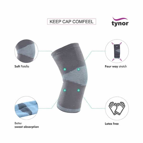 Tynor Knee Cap Comfeel - Grey - Small - Pack Of 2