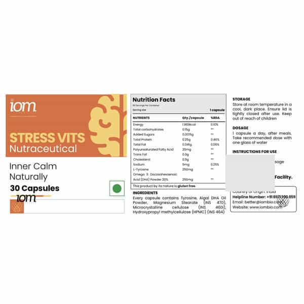 Iom Bioworks Stress Wise Stress Support Supplement For Adults | Combo Pack Of 3