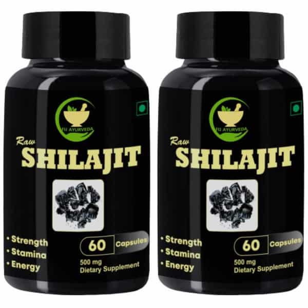 Fij Ayurveda Raw Shilajit/Shilajeet Capsule For Men & Women - 500Mg 60 Capsules (Pack Of 2)