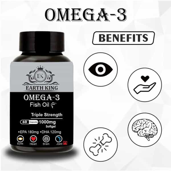 Earth King Triple Strength Omega 3 Fish Oil - 1000Mg (180 Mg Epa & 120 Mg Dha) - 60 Capsules