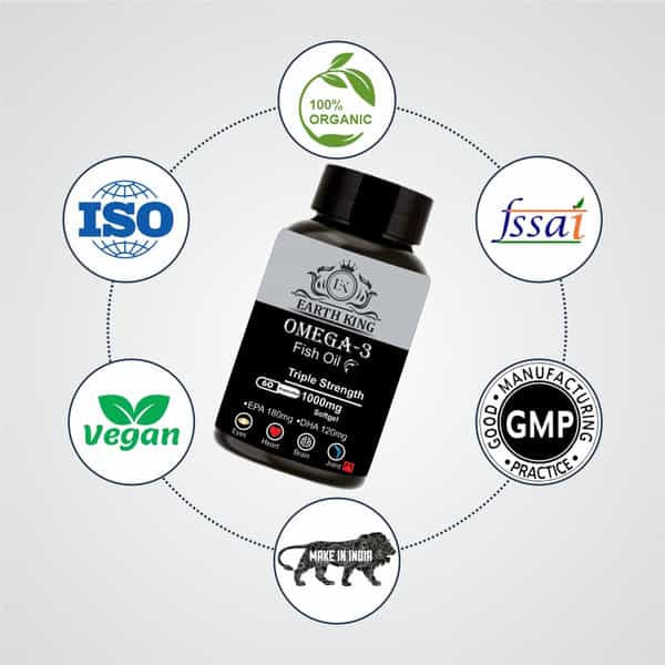 Earth King Triple Strength Omega 3 Fish Oil - 1000Mg (180 Mg Epa & 120 Mg Dha) - 60 Capsules