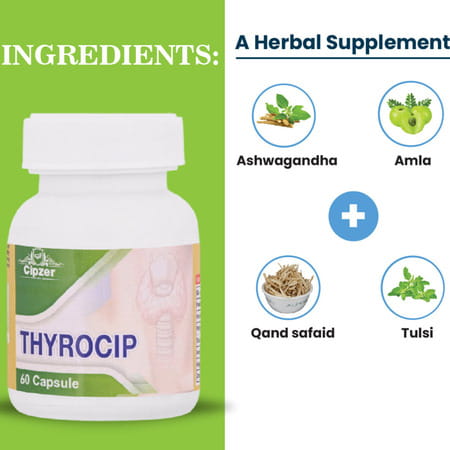 Cipzer Thyrocip 60 Capsules Supports Thyroid Health | Helps Manage Hyperthyroidism & Weight Balance
