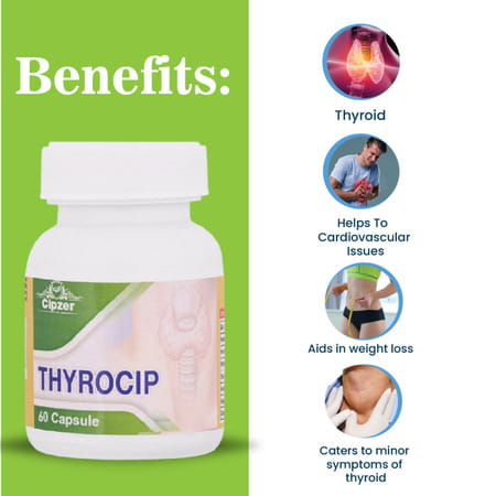 Cipzer Thyrocip 60 Capsules Supports Thyroid Health | Helps Manage Hyperthyroidism & Weight Balance