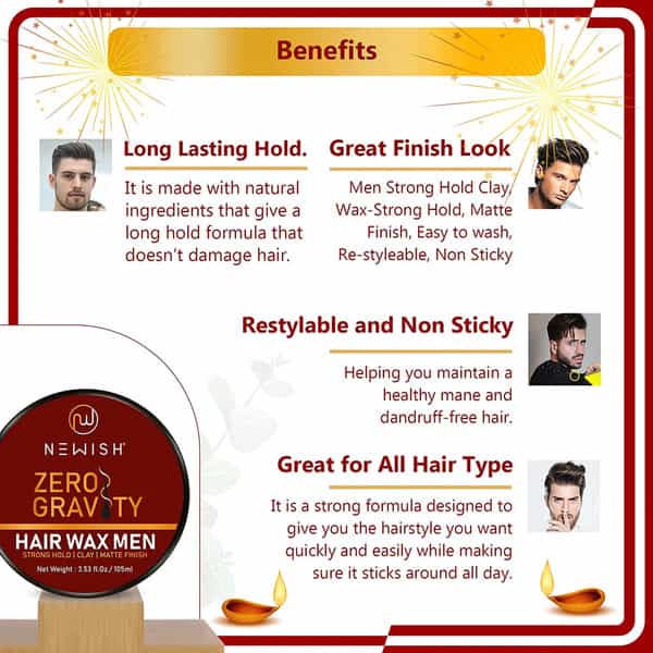 Newish Hair Wax Men Strong Hold 100Gm (Pack Of 2)