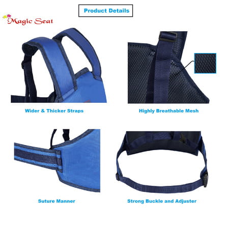 Magic Seat- 2 Wheelerkids Safety Seat Belt/Kids Carrier Protection For 2 Wheelers (Blue-Alphabet N)