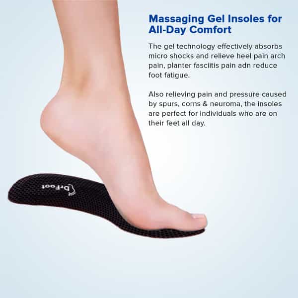 Dr Foot Arch Support Gel Insole Pair|All-Day Comfort|Full-Length Orthotics|Unisex - 1 Pair (Size S)