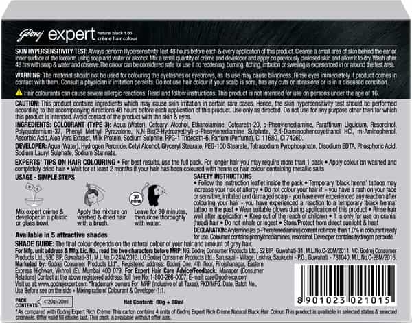 Godrej Expert New Creme Hair Colour - Natural Black - Pack Of 4