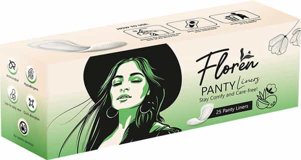 Floren Panty Liners |Cottony-Soft Surface With 185Mm Optimal Coverage (25 Liners) - Pack Of 1