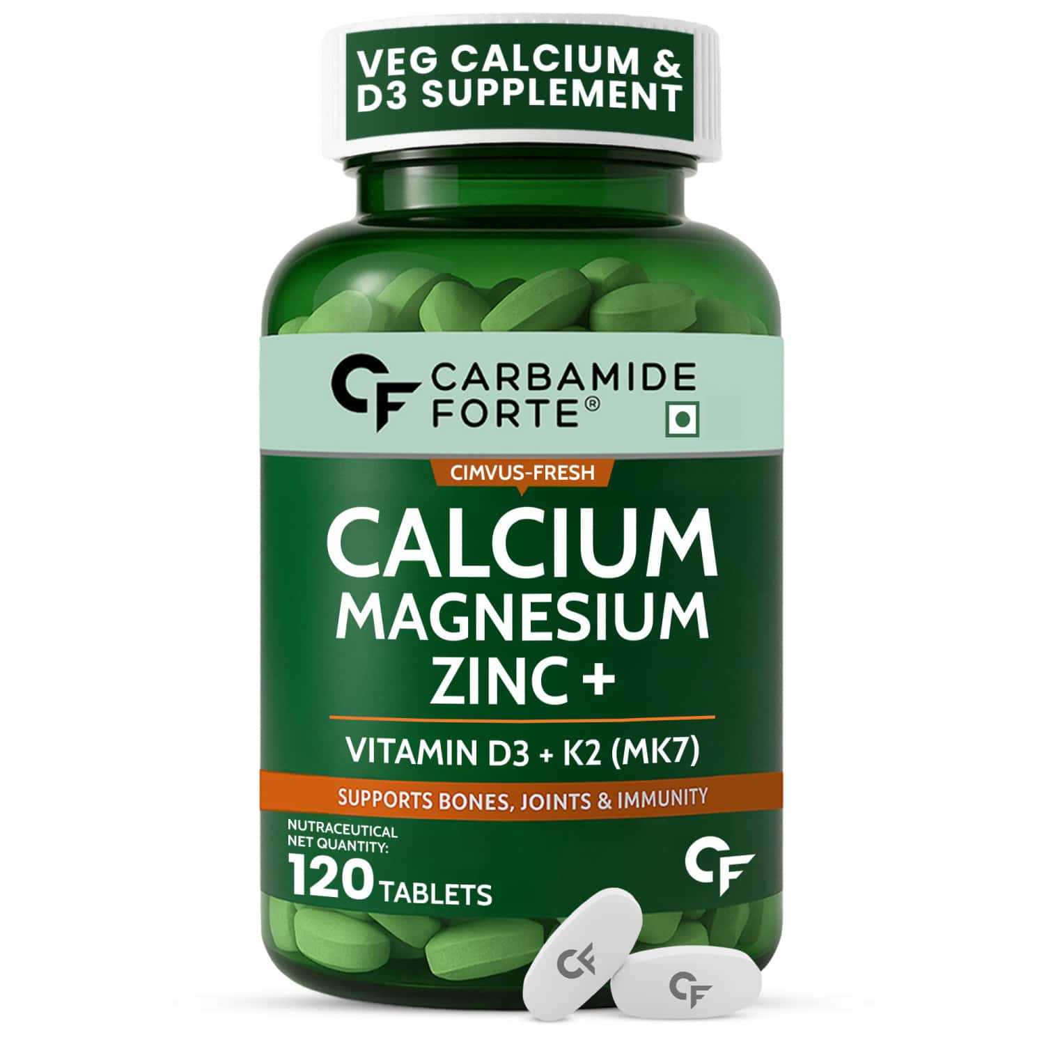 Carbamide Forte Calcium Magnesium Zinc + Vitamin D3 + K2 120 Tablets