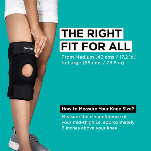 Truhabit Hinged Knee Brace For Knee Pain | Open Patella Knee Support | Universal Size (1 Unit)