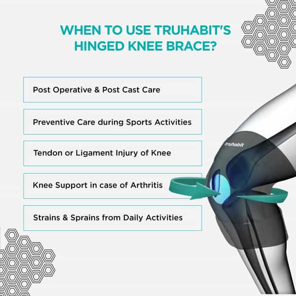 Truhabit Hinged Knee Brace For Knee Pain | Open Patella Knee Support | Universal Size (1 Unit)