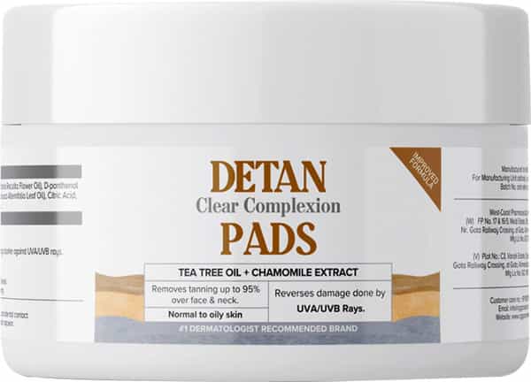 Cgg Cosmetics De-Tan Clear Complexion Facial Pads With Tea Tree Oil - 50 Cotton Pads