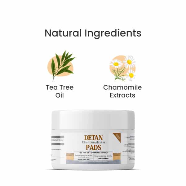Cgg Cosmetics De-Tan Clear Complexion Facial Pads With Tea Tree Oil - 50 Cotton Pads