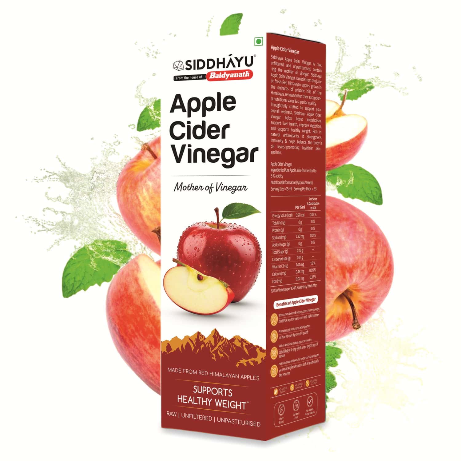 Baidyanath Asli Ayurved Apple Cider Vinegar With Mother Of Vinegar | Weight Management - 500ml