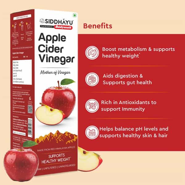Baidyanath Asli Ayurved Apple Cider Vinegar With Mother Of Vinegar | Weight Management - 500Ml