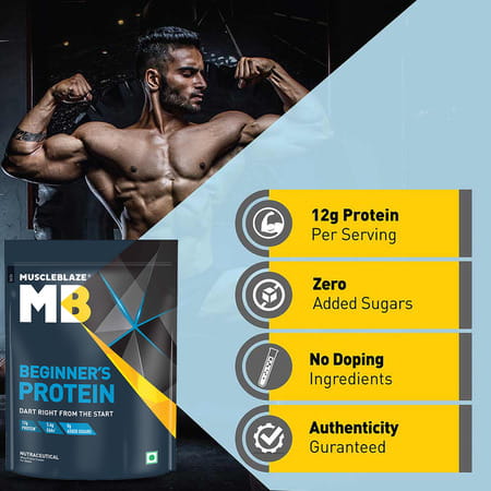 Muscleblaze Beginner'S Whey Protein | No Added Sugar | Faster Muscle Recovery (Chocolate | 1 Kg)