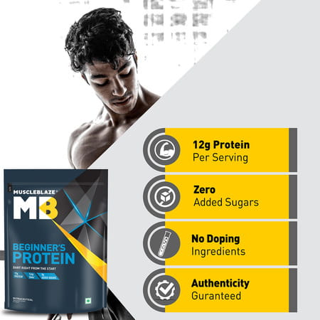 Muscleblaze Beginner'S Whey Protein | No Added Sugar | Faster Muscle Recovery (Chocolate | 1 Kg)