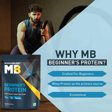 Muscleblaze Beginner'S Whey Protein | No Added Sugar | Faster Muscle Recovery (Chocolate | 1 Kg)