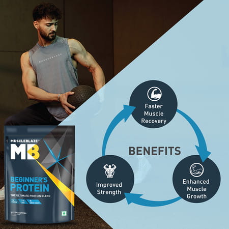 Muscleblaze Beginner's Whey Protein Powder (Chocolate | 1Kg) | 12G Protein Per Scoop